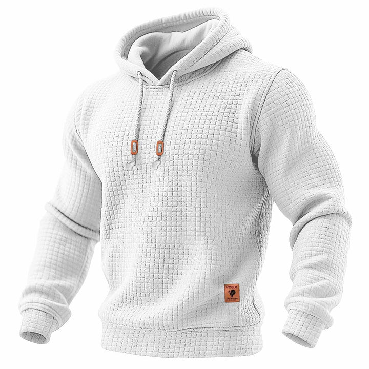 Felpa da uomo trapuntata waffle outdoor a maniche lunghe in un colore solido