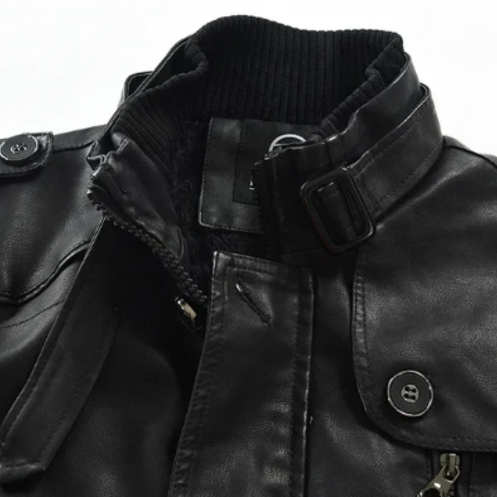 Giacca Biker Lunga Elegante in Pelle