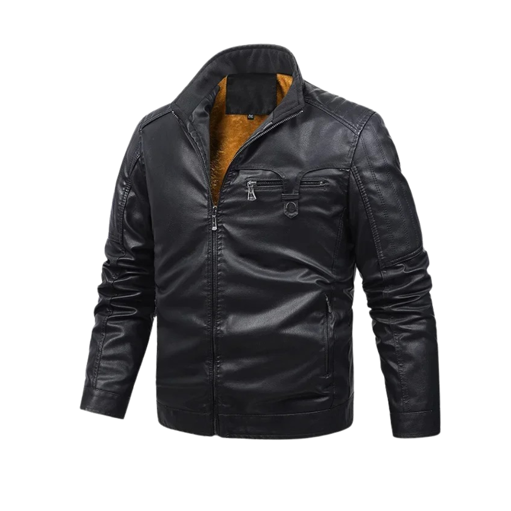 Giacca in pelle foderata in pile retro