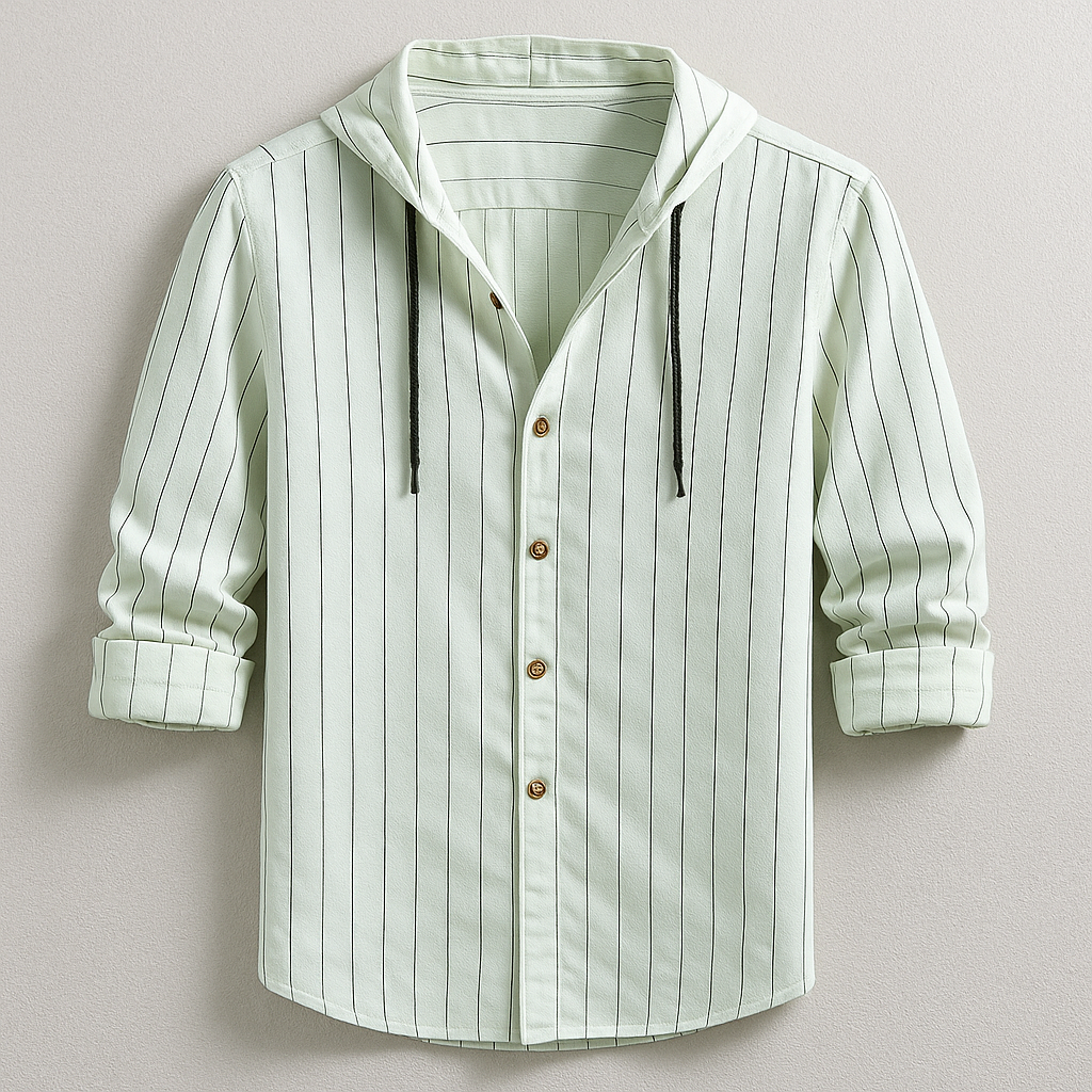 ROVESSA ROMA™ | CAMICIA DI LUSSO A RIGHE CON CAPPUCCIO