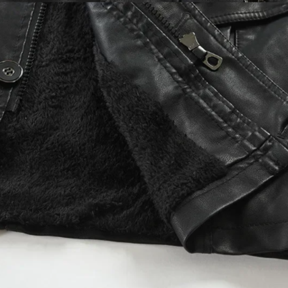 Giacca Biker Lunga Elegante in Pelle