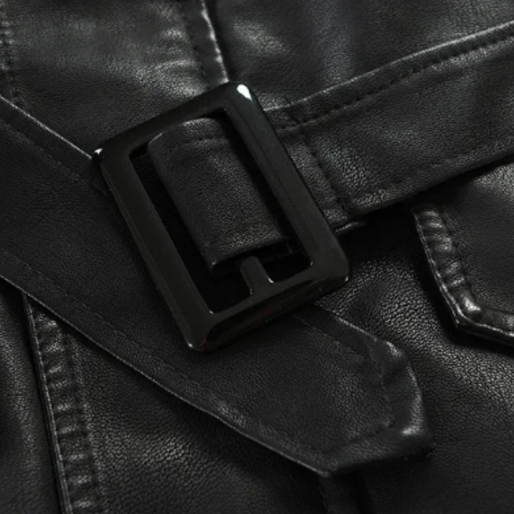 Giacca Biker Lunga Elegante in Pelle