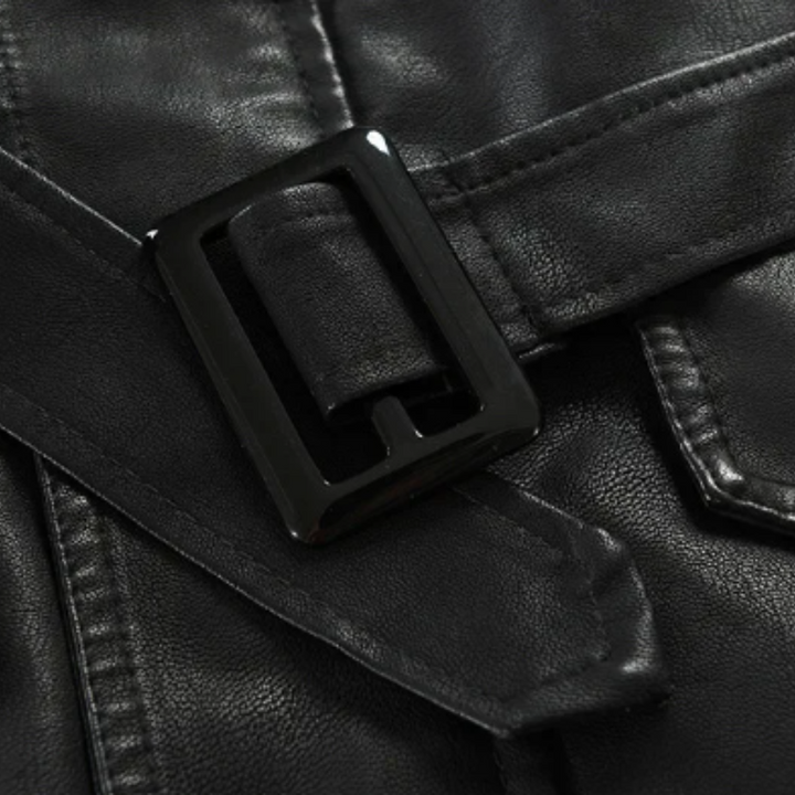 Giacca Biker Lunga Elegante in Pelle