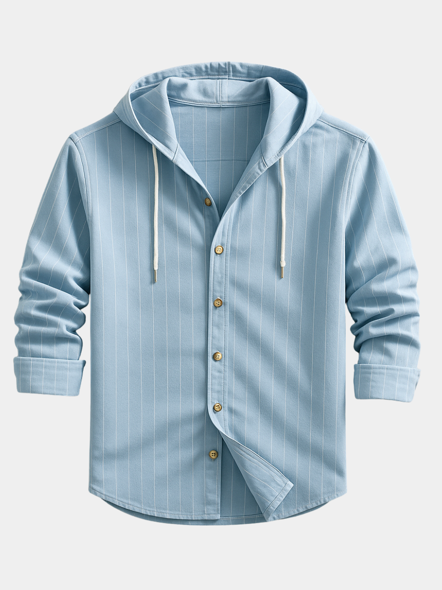 ROVESSA ROMA™ | CAMICIA DI LUSSO A RIGHE CON CAPPUCCIO