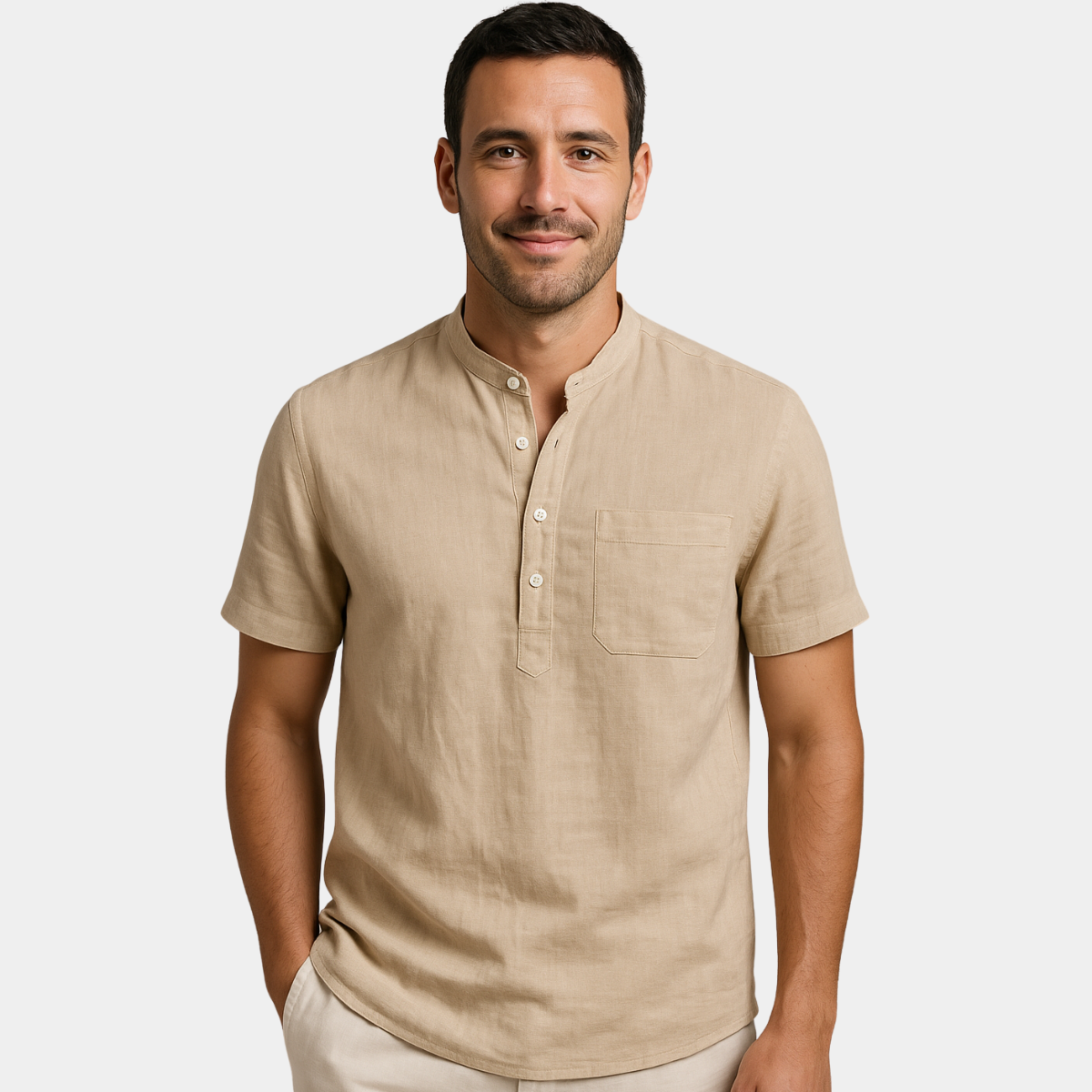 SAMUELE | CAMICIA HENLEY IN LINO E COTONE