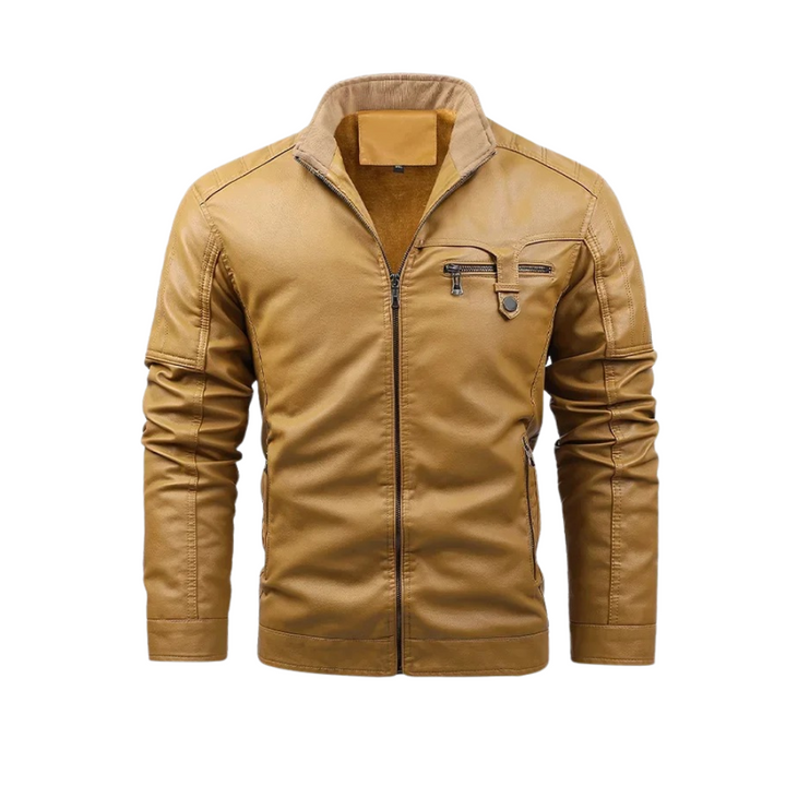 Giacca in pelle foderata in pile retro