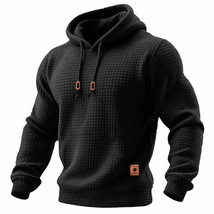 Felpa da uomo trapuntata waffle outdoor a maniche lunghe in un colore solido