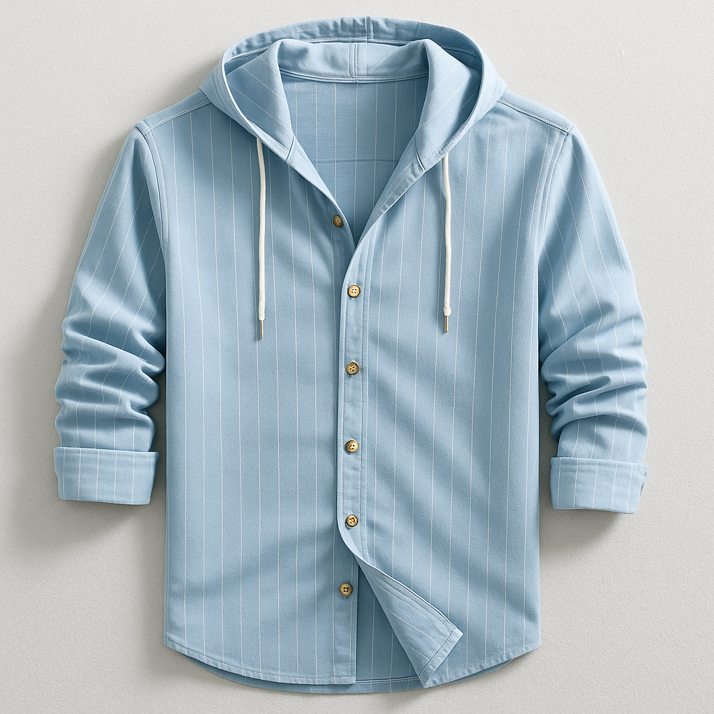 ROVESSA ROMA™ | CAMICIA DI LUSSO A RIGHE CON CAPPUCCIO
