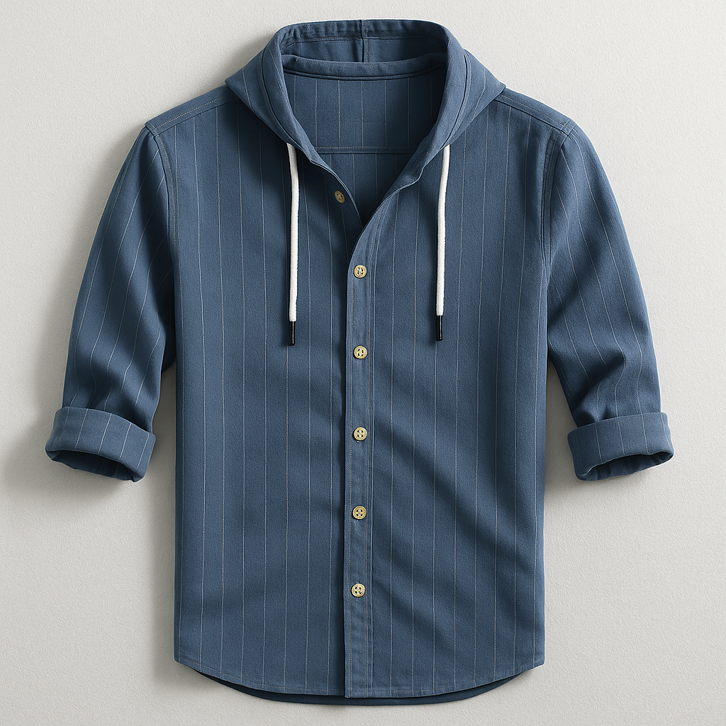 ROVESSA ROMA™ | CAMICIA DI LUSSO A RIGHE CON CAPPUCCIO