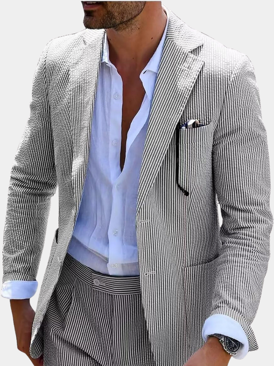 COMPLETO ESTIVO A RIGHE (PANTALONI+GIACCA) ROVESSA ROMA