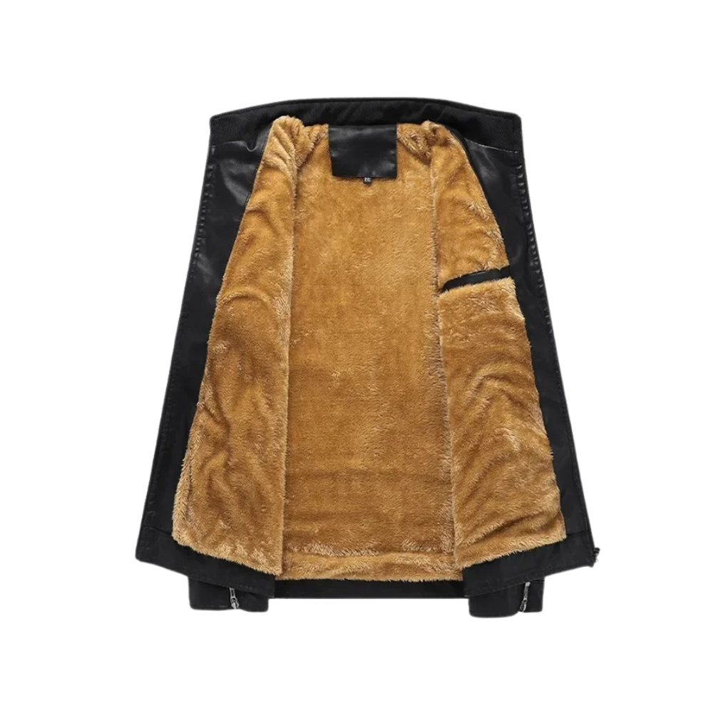 Giacca in pelle foderata in pile retro