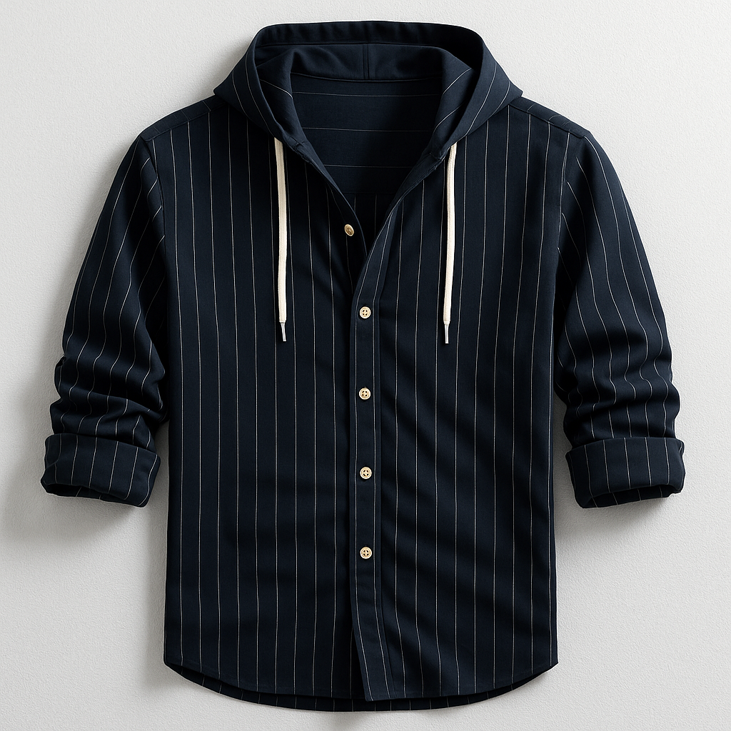 ROVESSA ROMA™ | CAMICIA DI LUSSO A RIGHE CON CAPPUCCIO