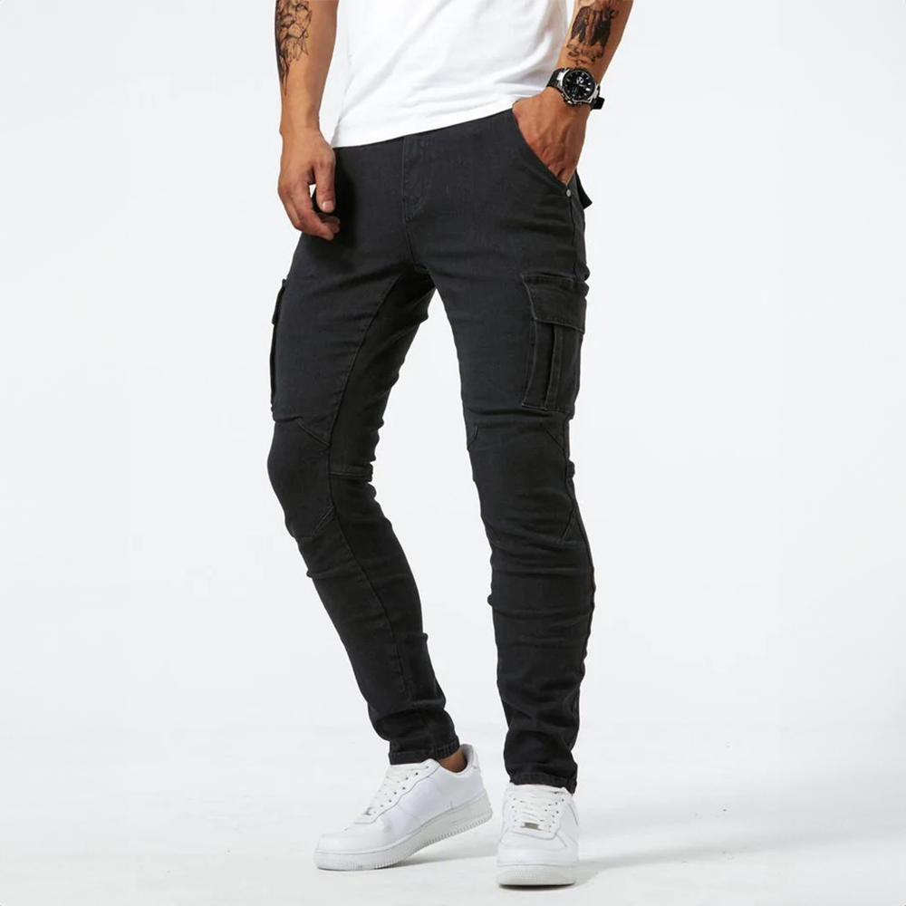 Pantaloni Cargo Stretch Marino