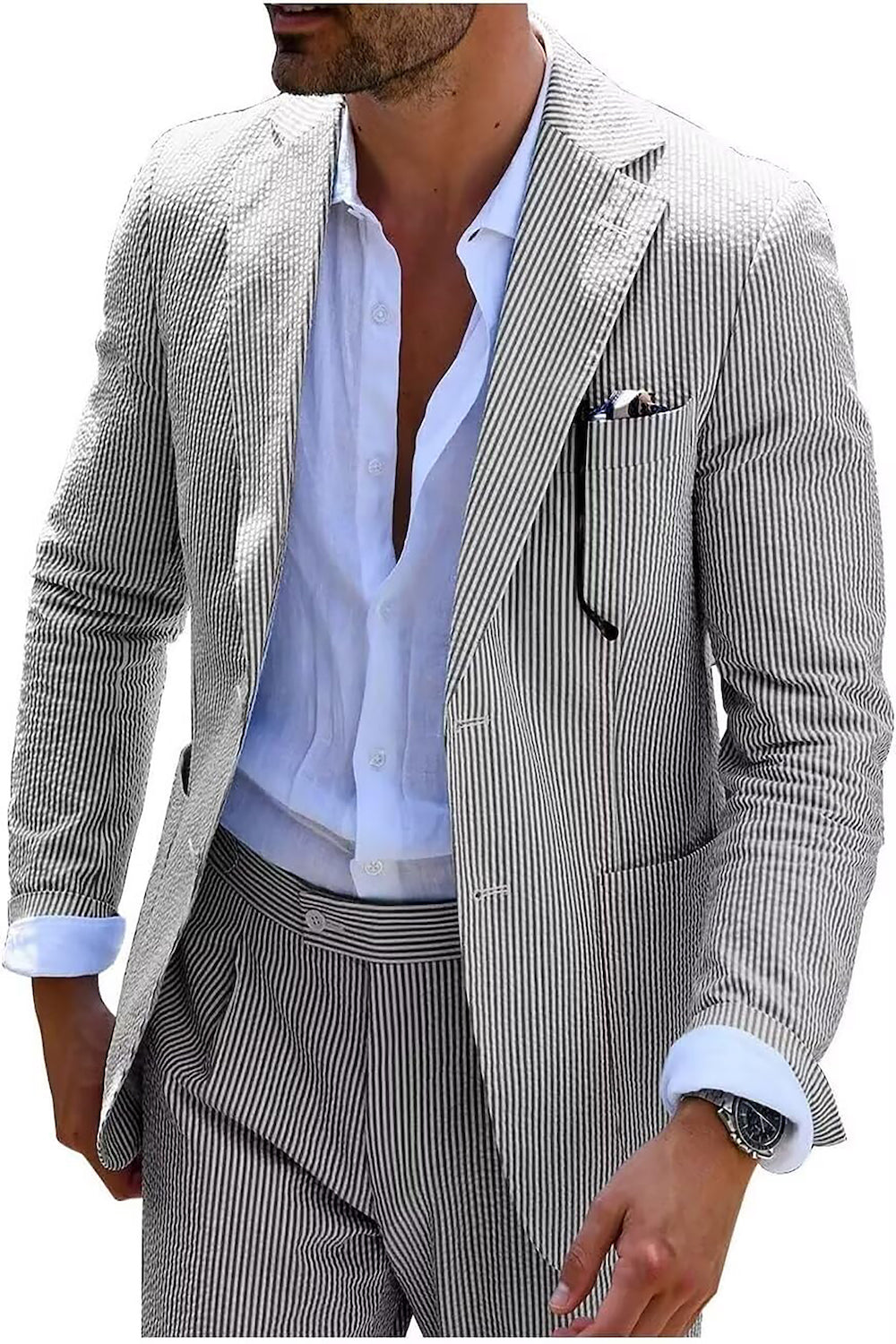 COMPLETO ESTIVO A RIGHE (PANTALONI+GIACCA) ROVESSA ROMA