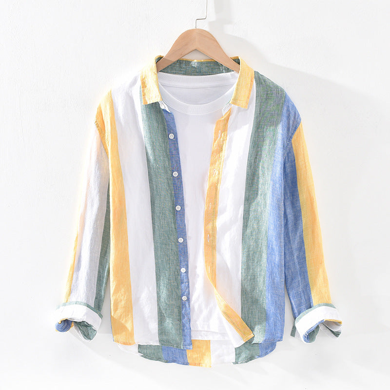 ANSELMO | CAMICIA DI LINO LEGGERA A RIGHE