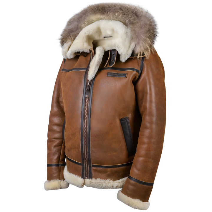 Gianni | Giacca bomber con cappuccio in pelliccia