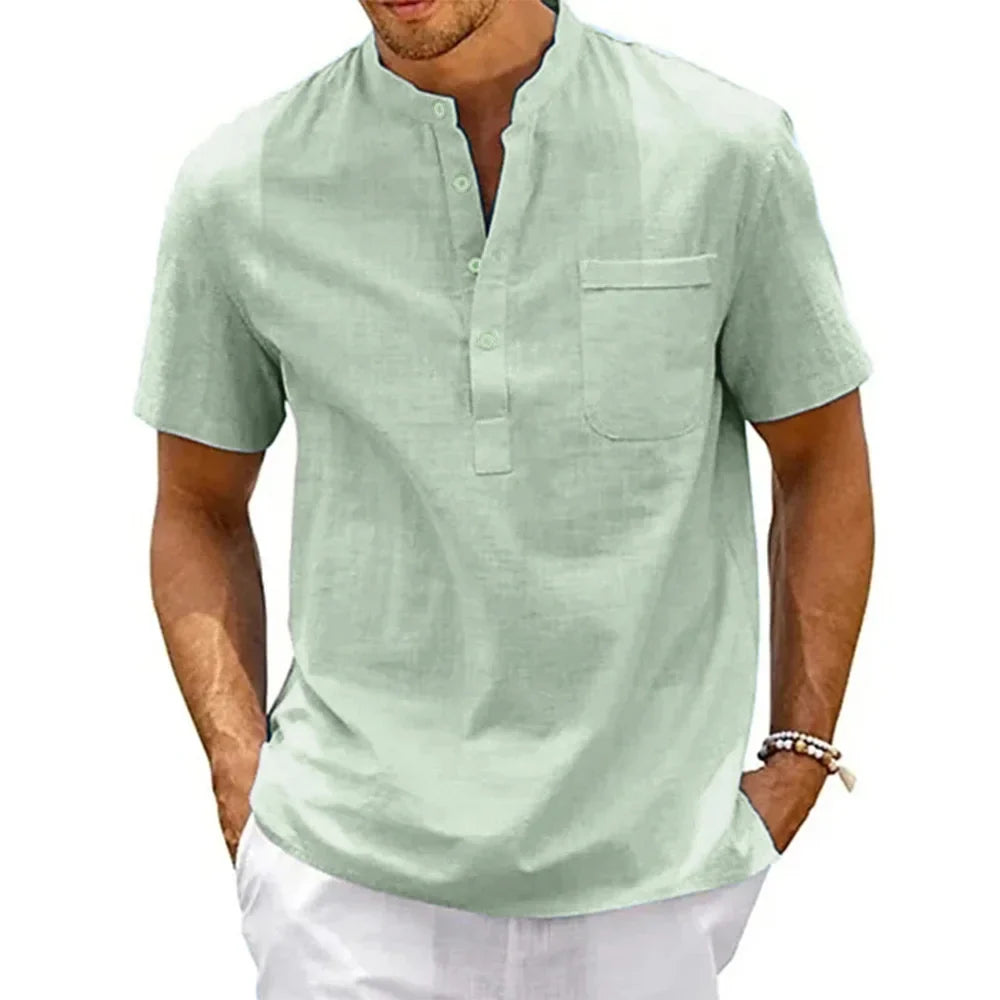SAMUELE | CAMICIA HENLEY IN LINO E COTONE