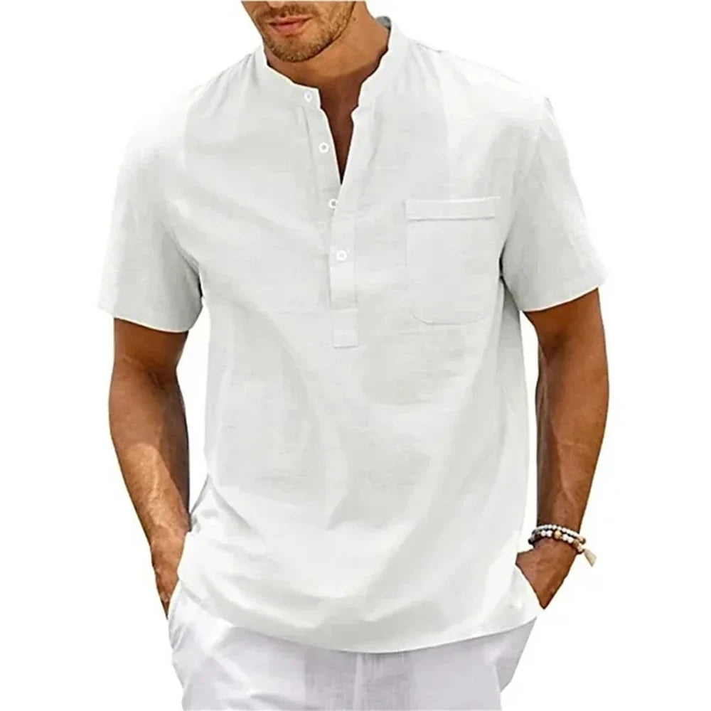 SAMUELE | CAMICIA HENLEY IN LINO E COTONE