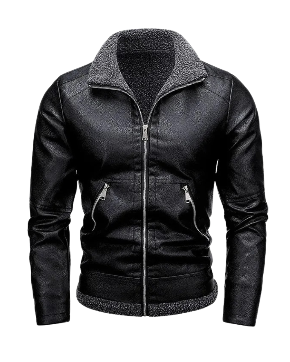 Giacca Elegante in Pelle Fleece