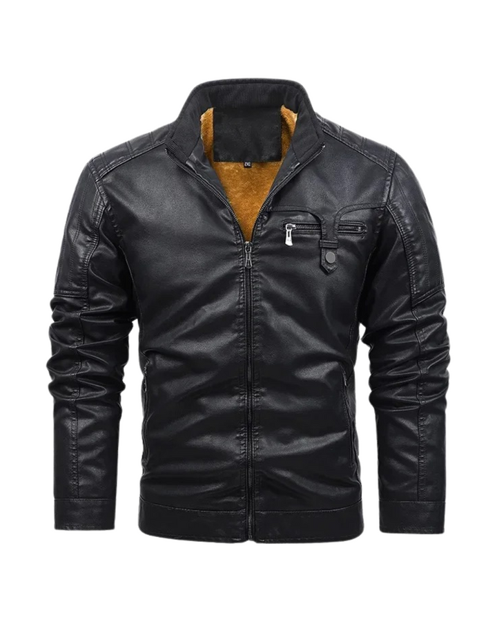 Giacca in pelle foderata in pile retro