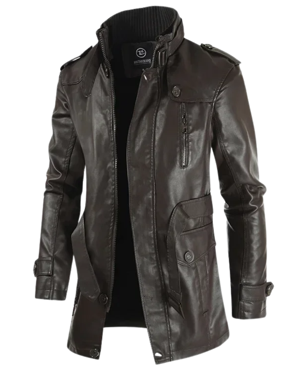 Giacca Biker Lunga Elegante in Pelle