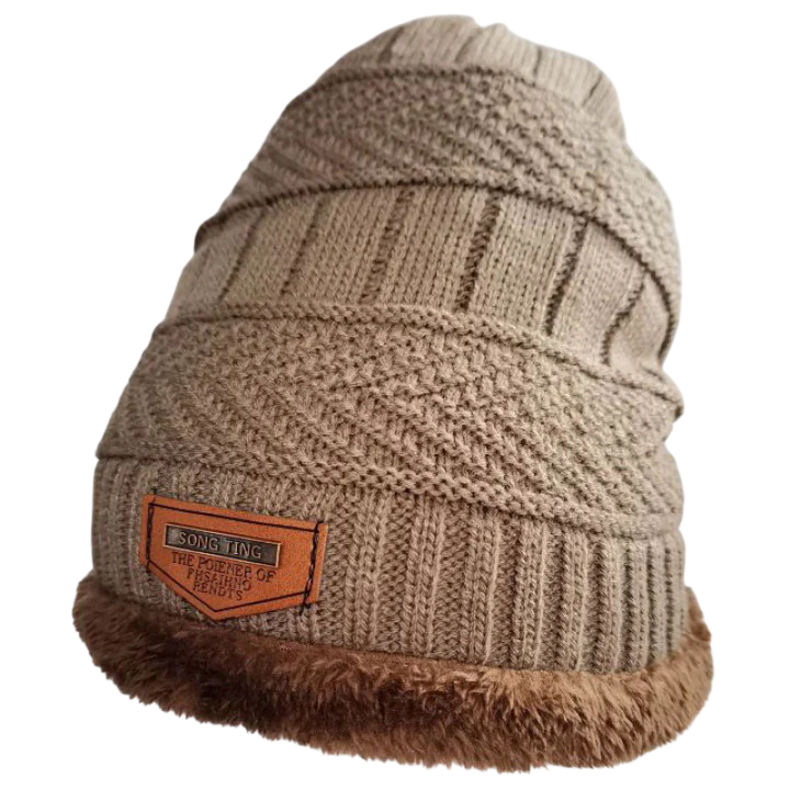Cappello Beanie in Pelle Invernale da Uomo, Maglia, Morbido e Foderato in Pile