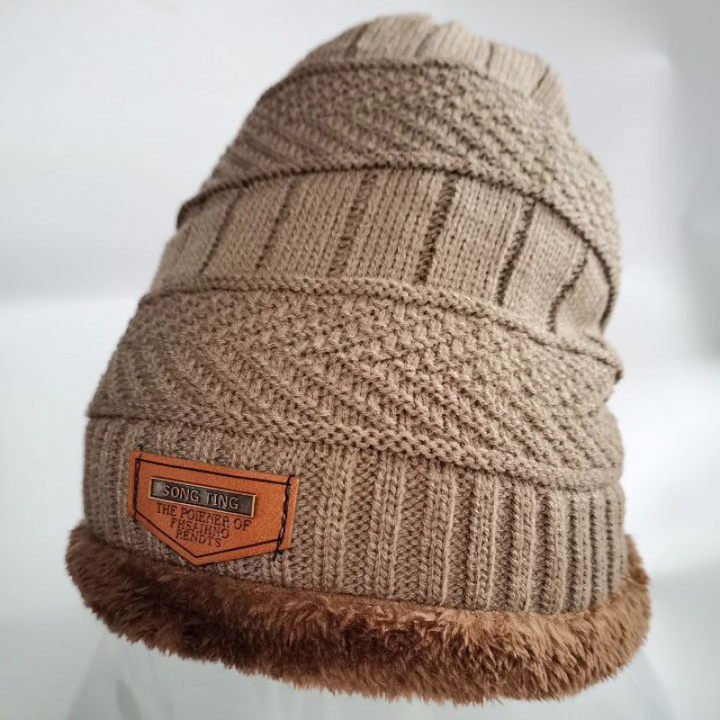 Cappello Beanie in Pelle Invernale da Uomo, Maglia, Morbido e Foderato in Pile