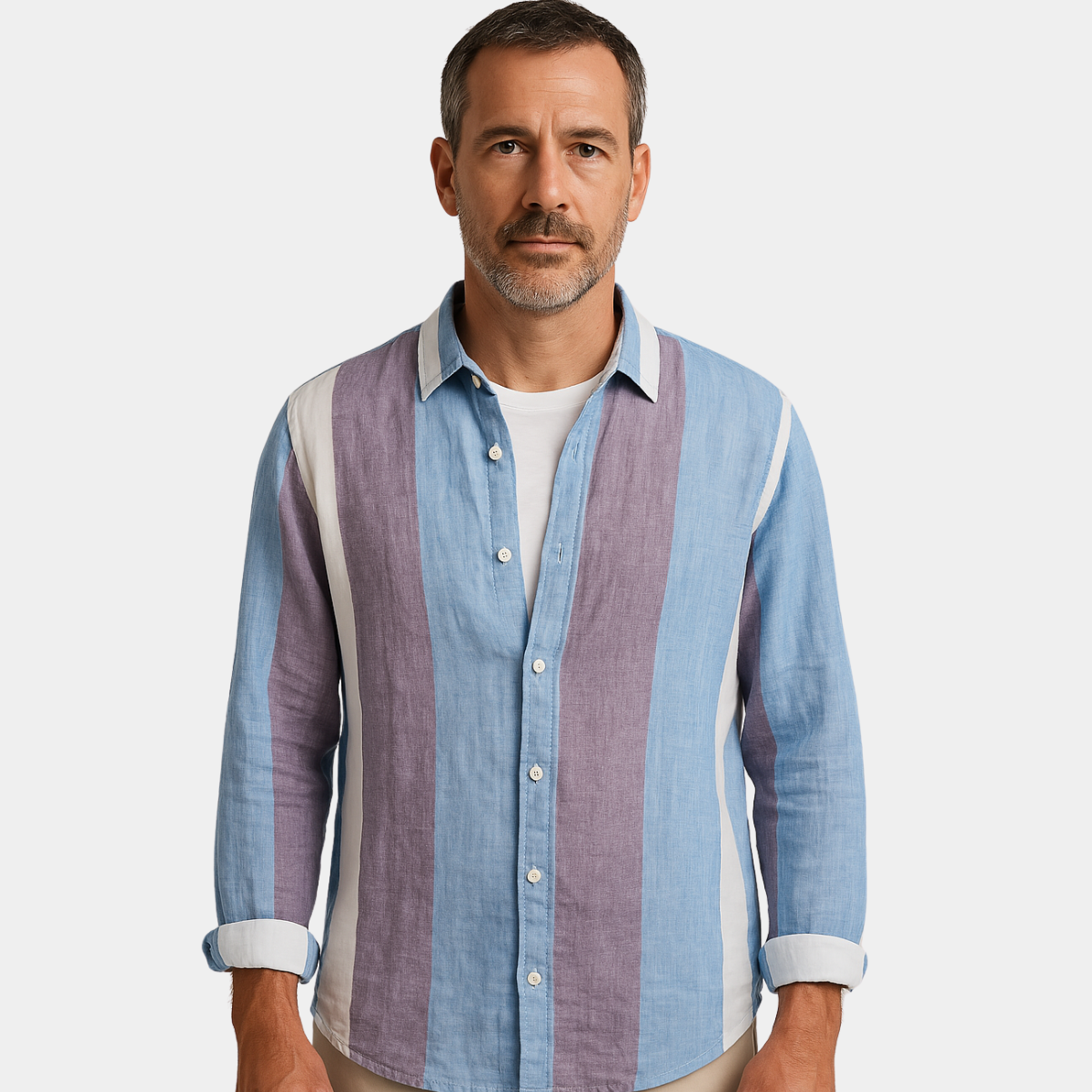 ANSELMO | CAMICIA DI LINO LEGGERA A RIGHE