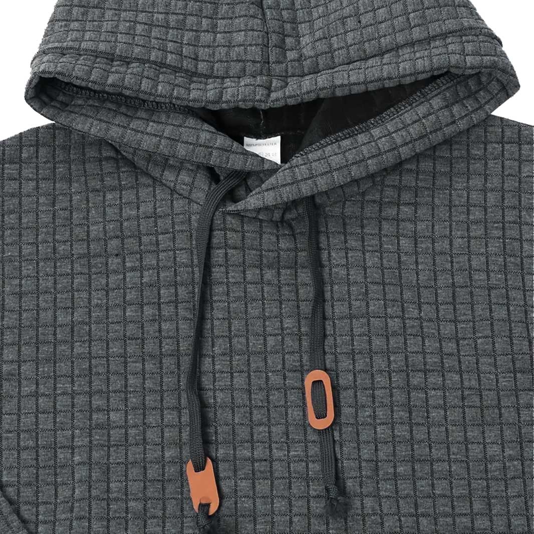 Felpa da uomo trapuntata waffle outdoor a maniche lunghe in un colore solido