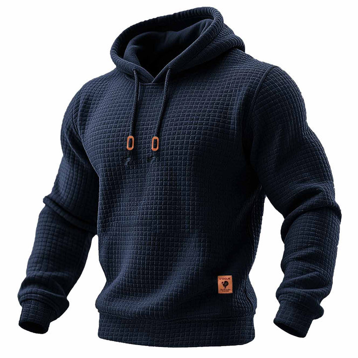 Felpa da uomo trapuntata waffle outdoor a maniche lunghe in un colore solido