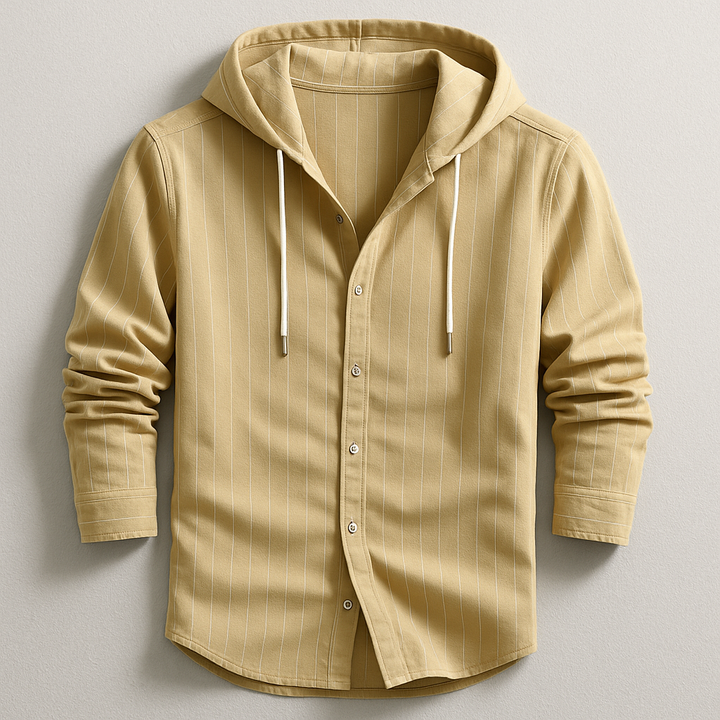 ROVESSA ROMA™ | CAMICIA DI LUSSO A RIGHE CON CAPPUCCIO