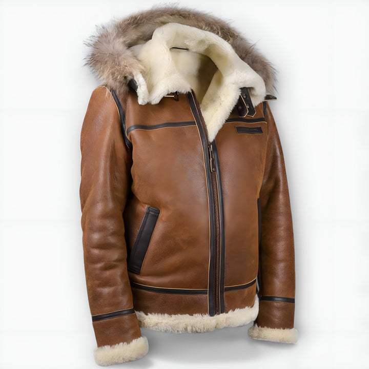 Gianni | Giacca bomber con cappuccio in pelliccia