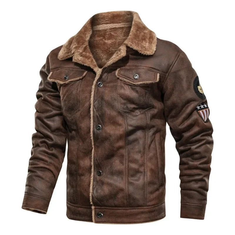 Giacca in Pelle Fleece Elegante e Calda