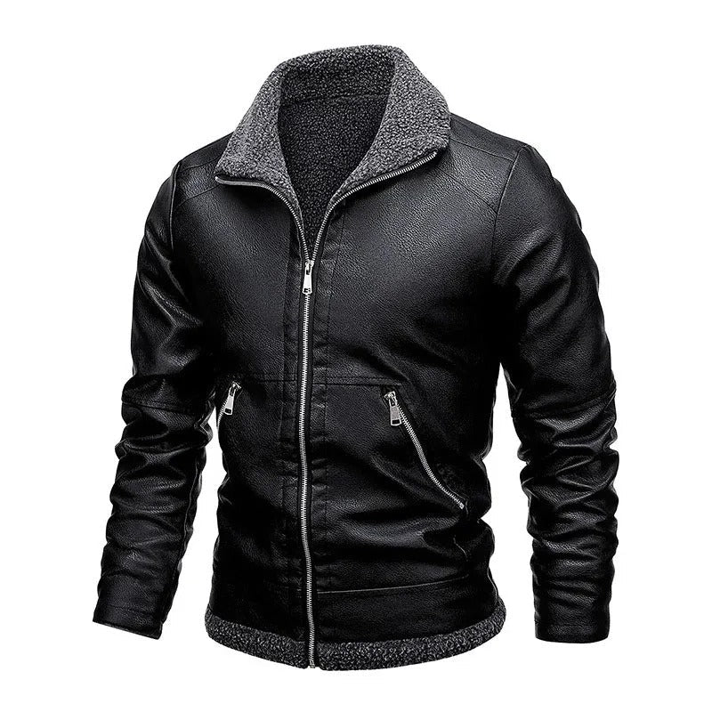 Giacca Elegante in Pelle Fleece