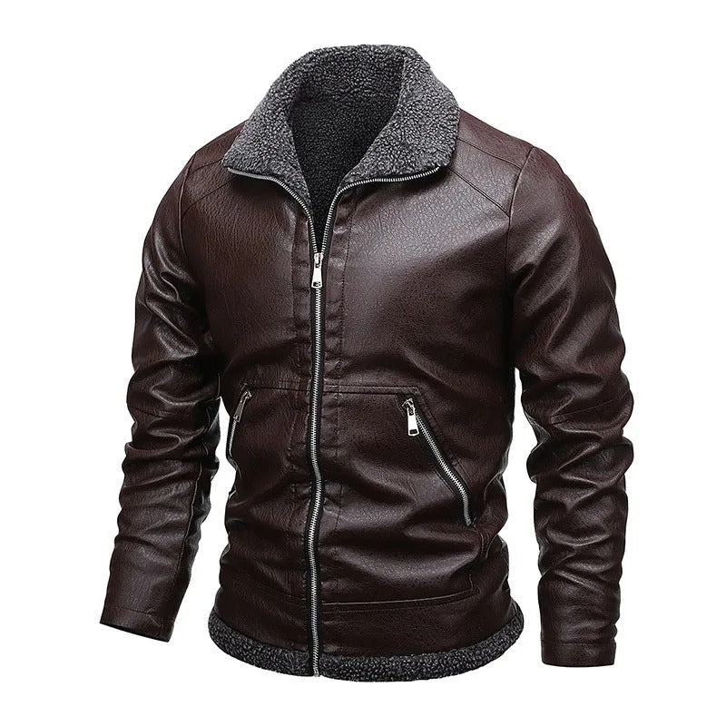 Giacca Elegante in Pelle Fleece