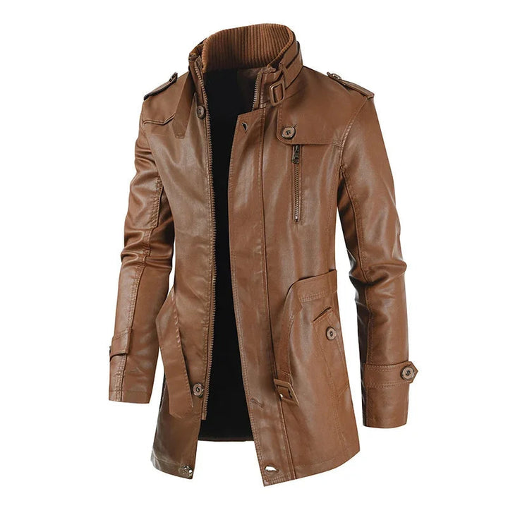 Giacca Biker Lunga Elegante in Pelle