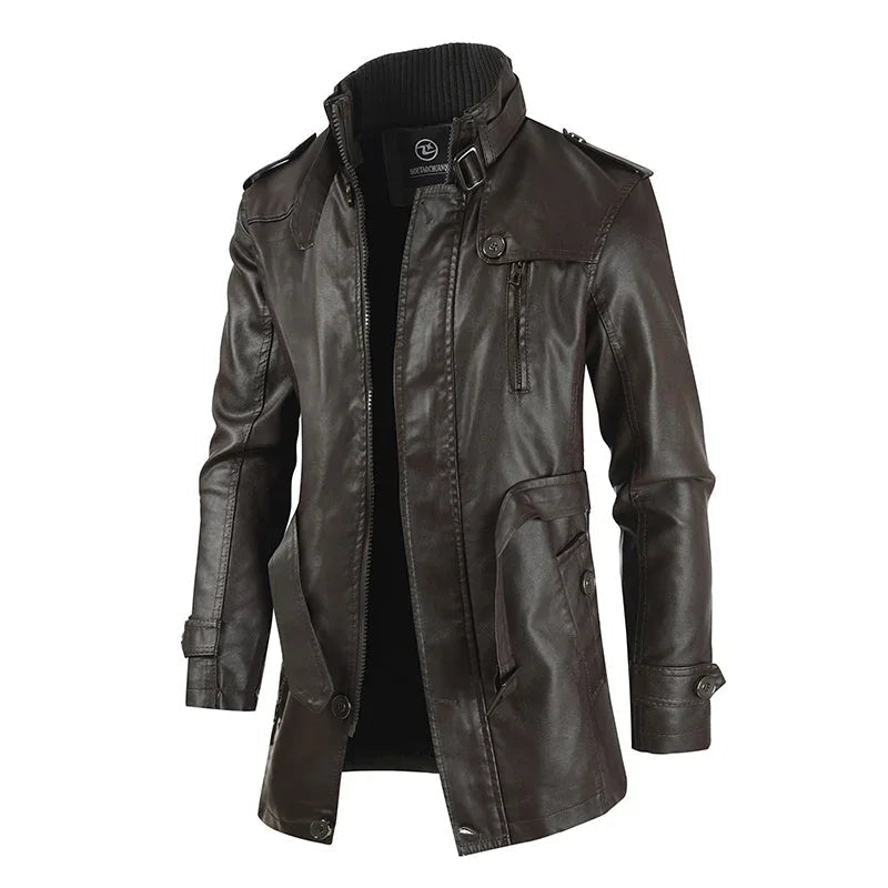 Giacca Biker Lunga Elegante in Pelle