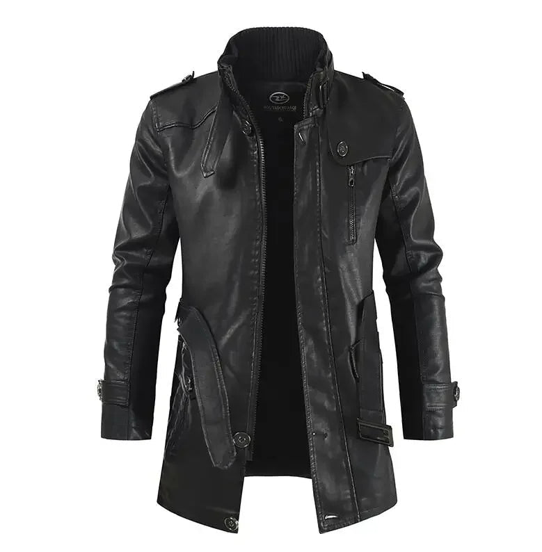 Giacca Biker Lunga Elegante in Pelle