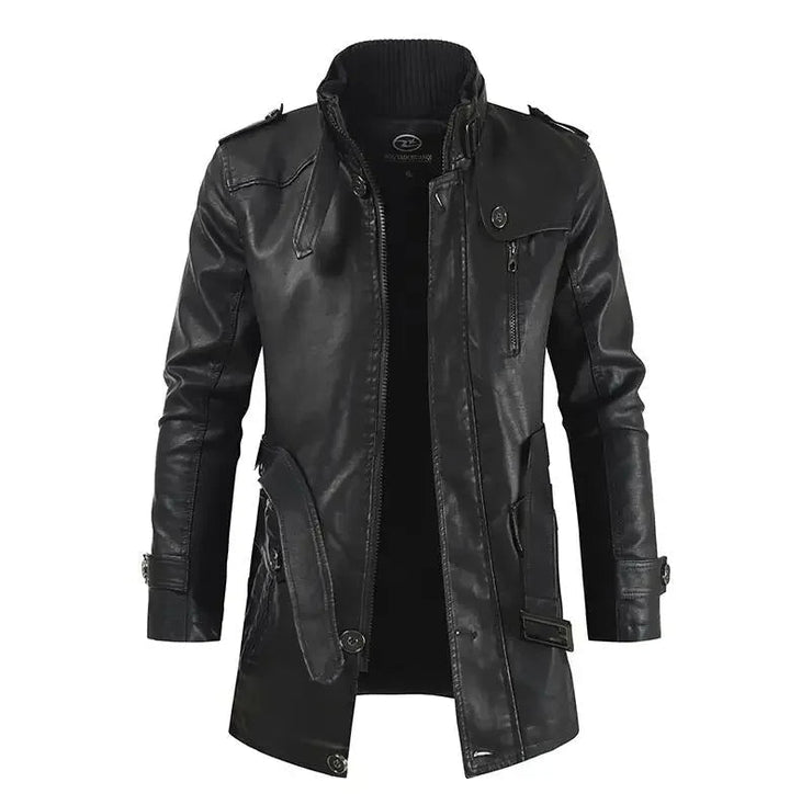 Giacca Biker Lunga Elegante in Pelle