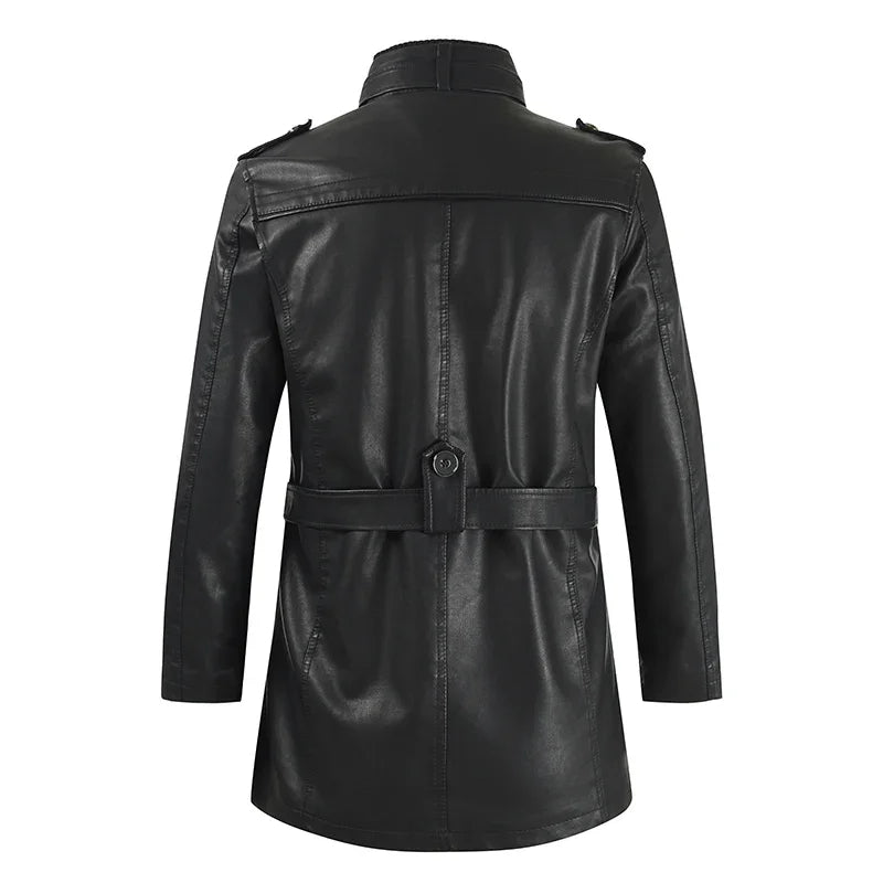 Giacca Biker Lunga Elegante in Pelle
