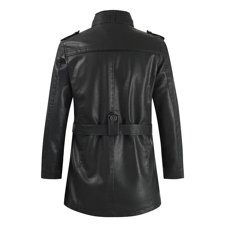Giacca Biker Lunga Elegante in Pelle