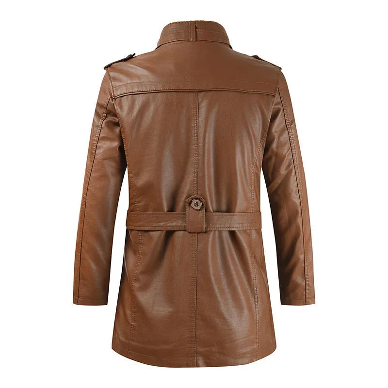 Giacca Biker Lunga Elegante in Pelle